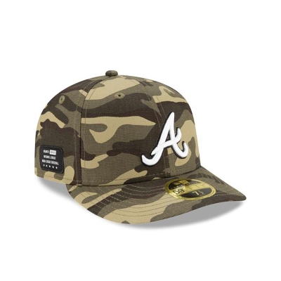 Green Atlanta Braves Hat - New Era MLB Armed Forces Weekend Low Profile 59FIFTY Fitted Caps USA4082961